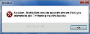 Error Aplikasi Emis : the field is too small