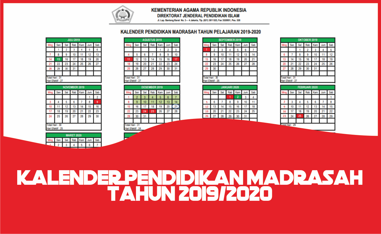 kalender pendidikan madrasah 2019 2020